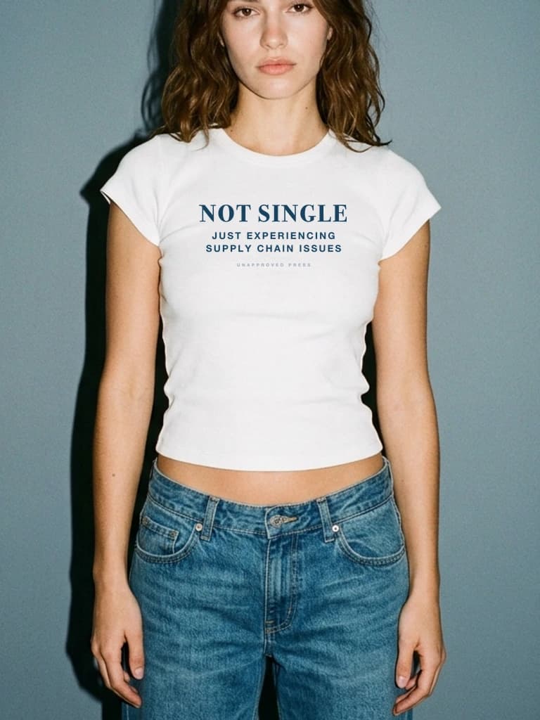 SUPPLY CHAIN ISSUES, UNAPPROVED PRESS Baby Tee, Lookbook Editorial Bust Crop